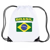 Shoppartners Brazilie nylon rugzak wit met Braziliaanse vlag Wit