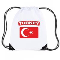 Shoppartners Turkije nylon rugzak wit met Turkse vlag Wit