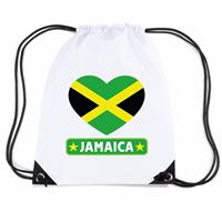 Shoppartners Jamaica hart vlag nylon rugzak wit Wit