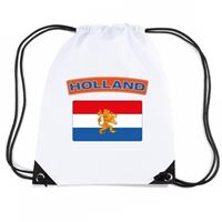 Shoppartners Nederland nylon rugzak wit met Nederlandse vlag Wit