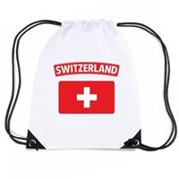 Shoppartners Zwitserland nylon rugzak wit met Zwitserse vlag Wit