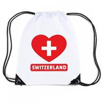 Shoppartners Zwitserland hart vlag nylon rugzak wit Wit