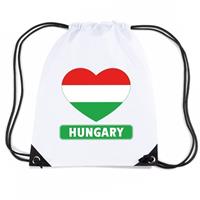 Shoppartners Hongarije hart vlag nylon rugzak wit Wit
