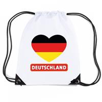 Shoppartners Duitsland hart vlag nylon rugzak wit Wit