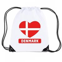 Shoppartners Denemarken hart vlag nylon rugzak wit Wit