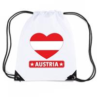 Shoppartners Oostenrijk hart vlag nylon rugzak wit Wit