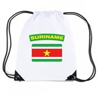 Shoppartners Suriname nylon rugzak wit met Surinaamse vlag Wit