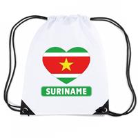 Shoppartners Suriname hart vlag nylon rugzak wit Wit