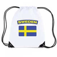 Shoppartners Zweden nylon rugzak wit met Zweedse vlag Wit