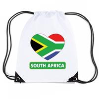 Shoppartners Zuid Afrika hart vlag nylon rugzak wit Wit