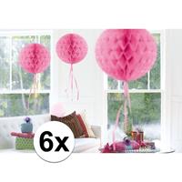 6x feestversiering decoratie bollen licht roze 30 cm Roze