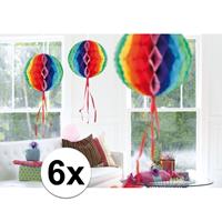6x feestversiering decoratie bollen in regenboog kleuren 30 cm Multi