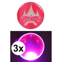 3x Roze Pretty Pink Circus buttons met licht Multi