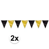 2x Vlaggenlijnen zwart en goud 3,6 meter Multi