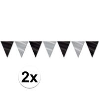 2x Vlaggenlijn zwart en zilver 3,6 meter Multi