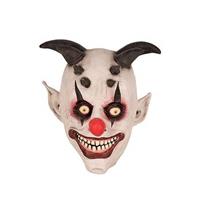 Halloween - Halloween clown met hoorns masker van latex Wit