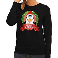 Shoppartners Foute kersttrui zwart Merry Christmas pinguin voor dames
