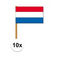 Oranje artikelen 10x Nederlandse luxe zwaaivlaggen 30x45 cm Multi