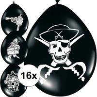 16x Piraten ballonnen Multi