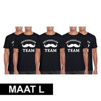 Shoppartners 5x Vrijgezellenfeest Team t-shirt zwart heren Maat Zwart