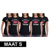 Shoppartners 5x Vrijgezellenfeest Team t-shirt zwart dames Maat Zwart