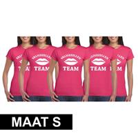 Shoppartners 5x Vrijgezellenfeest Team t-shirt roze dames Maat Roze