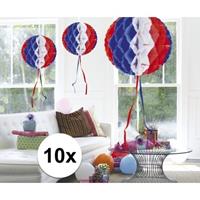 10x feestversiering decoratie bollen in Amerikaanse kleuren 30 c Multi