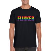 Shoppartners Flikker regenboog tekst shirt zwart heren Zwart