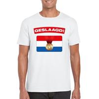 Shoppartners Geslaagd vlag t-shirt wit heren Zwart