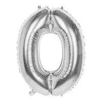 Cijfer ballon nummer0' zilver folie 86cm geschikt voor Helium