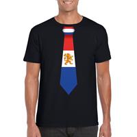 Shoppartners Zwart t-shirt met Nederland vlag stropdas heren Zwart