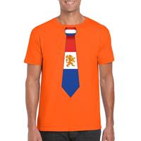 Shoppartners Oranje t-shirt met Nederland vlag stropdas heren Oranje