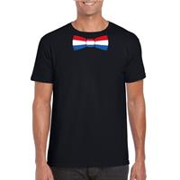 Shoppartners Zwart t-shirt met Nederland vlag strikje heren Zwart