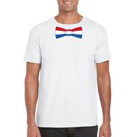 Shoppartners Wit t-shirt met Nederland vlag strikje heren Wit