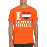 Shoppartners Oranje I love Dutch girls shirt heren Oranje