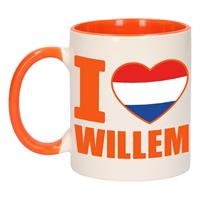 Shoppartners I love Willem mok/ beker oranje wit 300 ml Multi