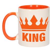 Shoppartners Koningsdag King mok/ beker oranje wit 300 ml Multi