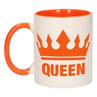 Shoppartners Koningsdag Queen mok/ beker oranje wit 300 ml Multi