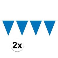 2x Mini vlaggenlijn / slinger versiering blauw Zwart