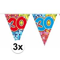 3 Mini vlaggenlijn / slinger verjaardag versiering 30 jaar Multi