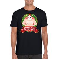Shoppartners Foute Kerst t-shirt zwart Im too sexy for this shirt heren Zwart