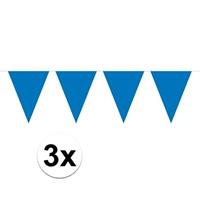 3x Mini vlaggenlijn / slinger versiering blauw Zwart