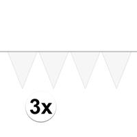 3x Mini vlaggenlijn / slinger versiering wit Zwart