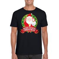 Shoppartners Foute Kerst t-shirt zwart Merry Fucking Christmas voor heren