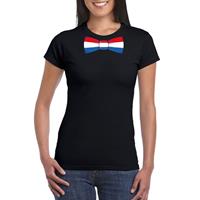 Shoppartners Zwart t-shirt met Nederland vlag strikje dames Zwart