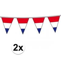 2x stuks Vlaggenlijnen Holland rood wit blauw Oranje