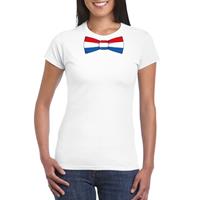 Shoppartners Wit t-shirt met Nederland vlag strikje dames Wit