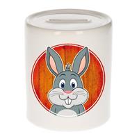Vrolijke konijn dieren spaarpot 9 cm - keramiek - spaarpotten voor kinderen