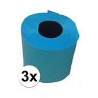 3x Turquoise blauw toiletpapier Turquoise
