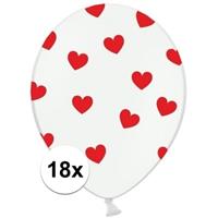 Witte ballonnen met hartjes rood 18 stuks Multi